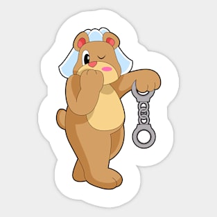 Bear Bride Handcuffs Wedding Sticker